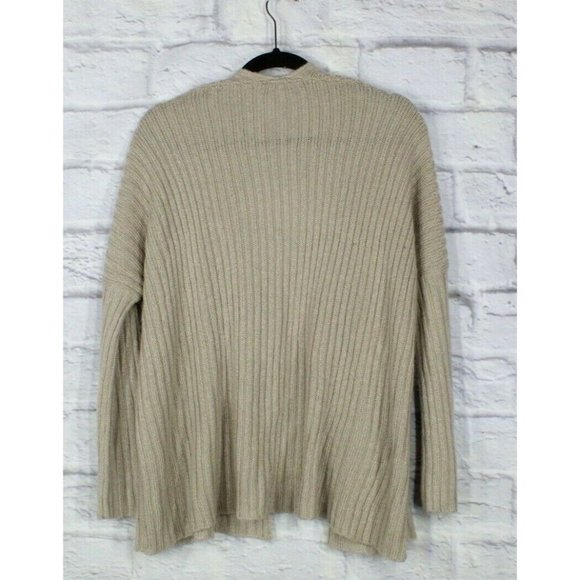 Wooden Ships Beige Ribbed Knit Open Front Cardigan Sweater Size S/M - Picture 5 of 8